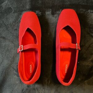 VIVAIA Women's Chic Red Mary Jane Flats - EUC
